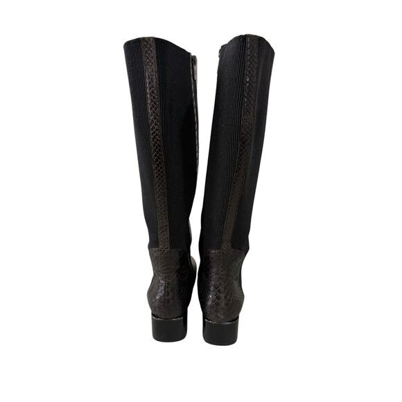 DONALD PLINER Two Tone Brown Black Leather Tall Zip Boots Annika Size 10M - Picture 5 of 11